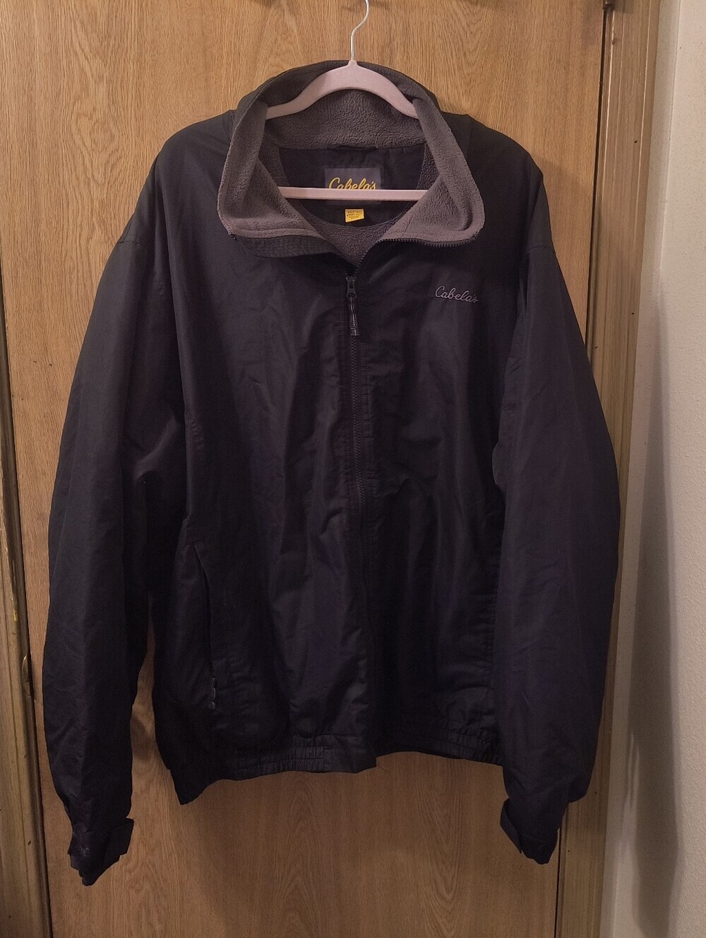Cabela's Men's 2XLT Black Fleece Lined Jacket Full Zip Windbreaker Tall